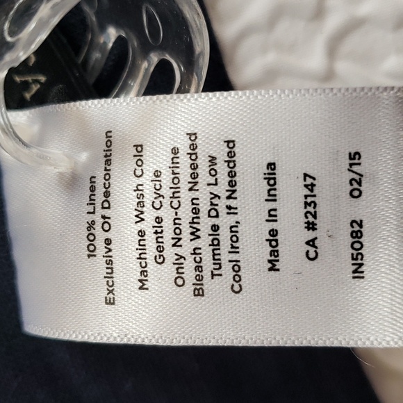 Talbots Navy + White Embroidered Poncho Linen, Size L - Picture 13 of 13